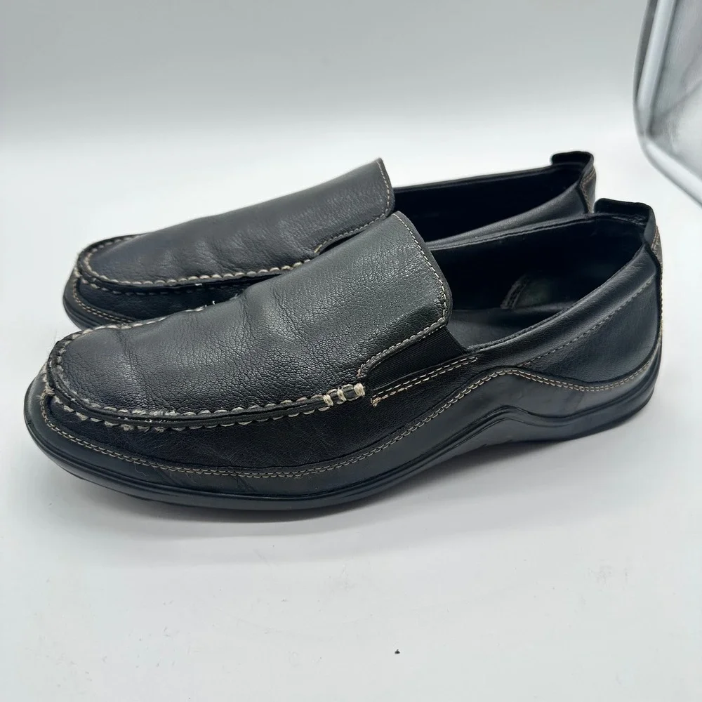 Cole Haan Tucker Venetian Black Leather Driver Loafers Mens Slip On Shoes 10.5M - Picture 4 of 11